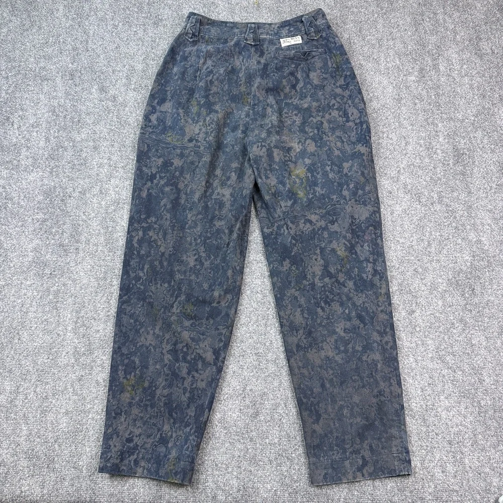 Vintage Mens House Pleated Pants‎ Mens Blue Gray Marbled Print Talon Zip Tapered